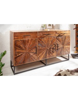 Sideboard Natur-braun,  Sideboard Massivholz, Sideboard Metall-Gestell, Breite 160 cm