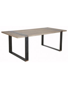 Tisch schwarz Massivholz, Esstisch Metall Holz, Maße 220x100 cm