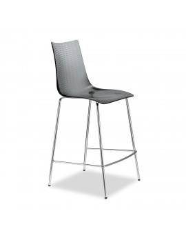 Design Barstuhl, transparent grau, Sitzhöhe 80 cm, chrom, Kratzfest