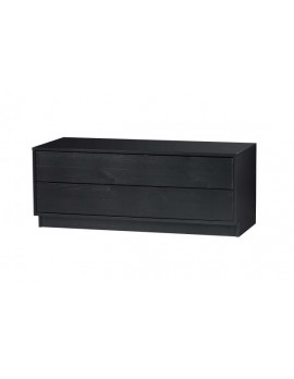 Low-Board schwarz, massives Kiefernholz, TV-Schrank Holz individuell zusammensetzbar, 40x100x40 cm