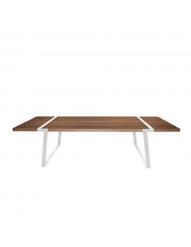 Esstisch Eiche-Natur Tischplatte Eiche massiv,  Tisch Eiche massiv, Tischbeine Metall weiß, Maße 240 x 100 cm