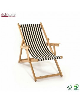 Liegestuhl schwarz-weiß gestreift , Gartenliege, Strandstuhl schwarz-weiß