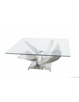 Couchtisch Glas-Metall, Tisch Schiffschraube  Glasplatte 