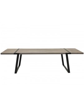Esstisch weiß geölt Eiche massiv, Tisch Eiche massiv weiß, Tisch Metall Tischbeine schwarz, Maße 290 x 100 cm 