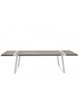 Esstisch weiß geölt Eiche massiv, Tisch Eiche massiv weiß, Tisch Metall Tischbeine weiß, Maße 290 x 100 cm