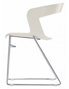 Stuhl weiß für Gastronomie und Hotellerie, Konferenz-Stuhl Metall-Kunststoff für Objekteinrichtung