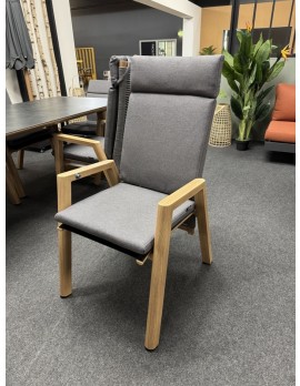 Gartenstuhl grau, Hochlehner grau Holzoptik-Gestell, Höhe 112 cm