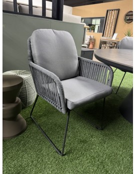 Gartenstuhl grau,  Gartenstuhl gepolstert grau, Höhe 88 cm