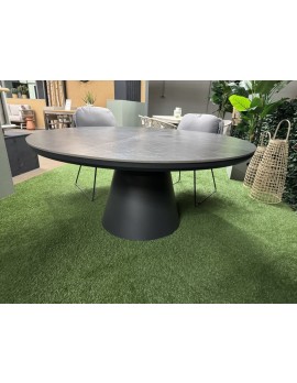 Gartentisch rund anthrazit, Tischgestell Kunststein/Keramik, Gartentisch grau-anthrazit, Durchmesser 160 cm