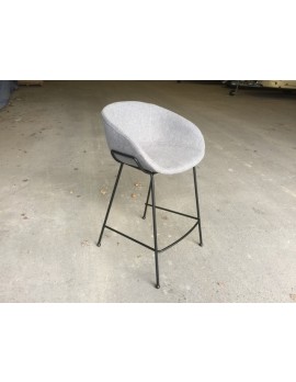 Barstuhl gepolstert Metall-Gestell, Barstuhl grau, Sitzhöhe 76 cm