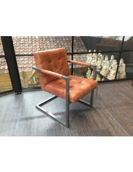 Stuhl braun Leder, Stuhl Echtleder gepolstert, Leder-Stuhl braun