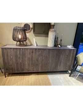 Sideboard braun-grau Eiche furniert, Kommode gau-braun, Massivholz Anrichte Massivholz, Breite 180 cm