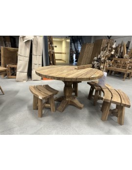 Gartentisch rund Massivholz, runder Gartentisch Holz, Durchmesser 130 cm
