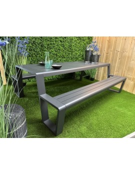 Gruppensitzbank  anthrazit, Sitzgruppe Aluminium anthrazit, Picknick Sitzgruppe, Gartentisch mit Bank anthrazit, Länge 220 cm