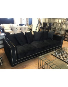 Sofa schwarz velvet, Sofa Ziernägel gepolstert, Breite 250 cm