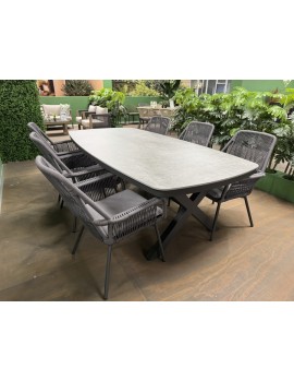 Gartentisch grau-anthrazit , Gartentisch Keramik, Länge 200 cm