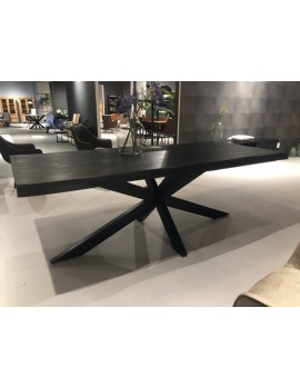 Esstisch schwarz Baumkante, Tisch schwarz Naturbaumkante, Länge 220 cm