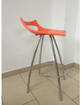 Barhocker orange, Barstuhl orange verchromtes Gestell, Sitzhöhe 65 cm