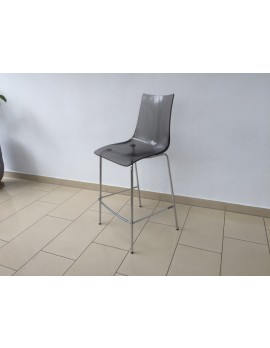 Design Barstuhl, transparent grau, Sitzhöhe 65 cm, chrom, Kratzfest