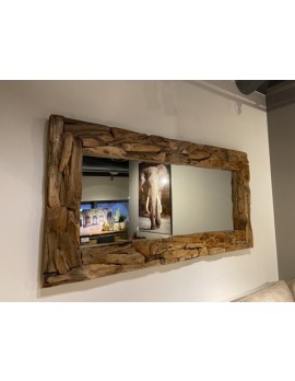 Wandspeigel Teak, Spiegel Massivholz Teak, Wandspiegel Holz, Maße 100x200 cm