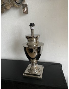 Lampenfuß Silber, Tischlampe Silber, Tischleuchte Silber, Tischlampe verchromt, Höhe 53 cm