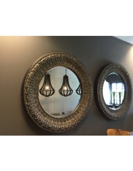 Spiegel rund Ornament, Wandspiegel rund Kunststoff, Durchmesser 130 cm