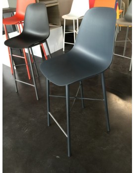PRO Barstuhl grau, Barstuhl Metall-Kunststoff grau, Sitzhöhe 65 cm