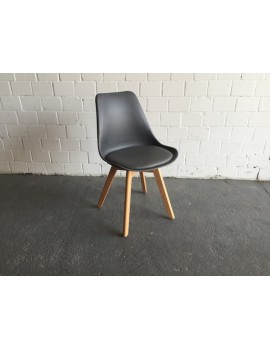 Stuhl grau gepolstert Gestell Massivholz, Stuhl Kunststoff-Holz grau