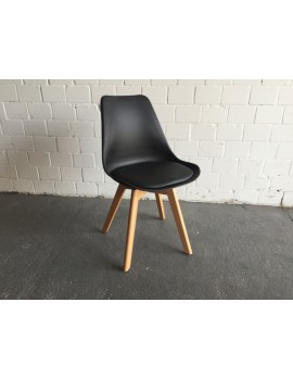 Stuhl schwarz gepolstert Gestell Massivholz, Stuhl Kunststoff-Holz schwarz