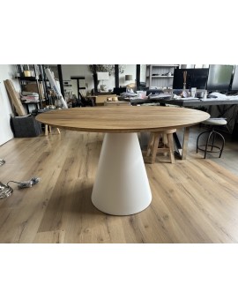 Tisch weiß Eiche Tischplatte, runder Esstisch Eiche massiv, Durchmesser 120 cm