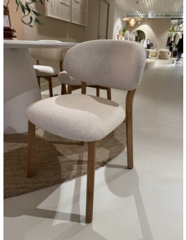 Stuhl Holz gepolstert, Stuhl beige-taupe