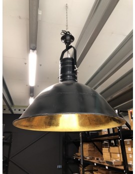 Pendelleuchte schwarz-Gold Metall Industriedesign, Hängeleuchte Industrie Metall, Hängelampe Gold-schwarz Metall, Durchmesser 90 cm