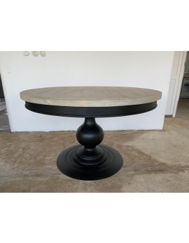 Runder Tisch Landhaus, Tisch rund schwarz, Esstisch rund Metall-Holz