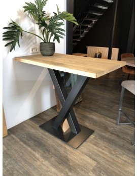 Bartisch Metallgestell, Bartisch Eiche Tischplatte,  Länge 140x80 cm
