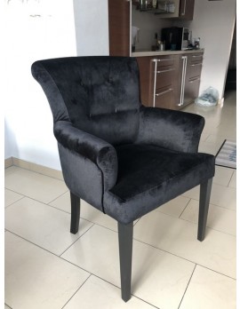 Gepolsterter Stuhl schwarz, Stuhl mit Armlehne, Stuhl gepolstert schwarz