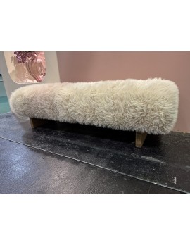Sitzbank beige Felloptik, Sitzbank Schaffelloptik, Breite 140 cm