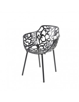 Gartenstuhl schwarz , Designstuhl aus Aluminium, Outdoor-Stuhl schwarz