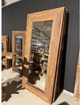 Spiegel Massivholz Teak, Wandspiegel Altholz, Maße 200 x 100 cm