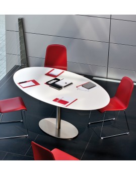 Tisch weiß oval, ovaler Tisch weiß, Konferenztisch oval weiß, Länge 180 cm