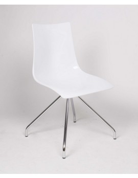 Design Stuhl weiß Kunststoff, Stuhl weiß-Silber