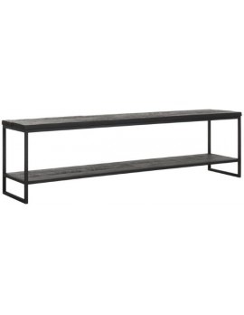 TV Schrank Altholz, TV Schrank Industriedesign, TV-Schrank schwarz, recyceltes Teakholz, 2 Regalflächen, Breite 180 cm