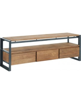 TV Schrank Altholz, TV Schrank Industriedesign, Teakholz, 2 Bretter, 3 Schubladen, Breite 180 cm