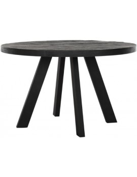 Esstisch Altholz, Esstisch schwarz, Esstisch Industriedesign, Esstisch rund, recyceltes Teakholz, Ø 130 cm