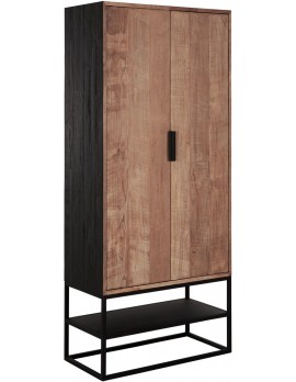 Schrank Altholz, Schrank Industriedesign, recyceltes Teakholz, 2 Türen, 1 Regalfläche, Breite 80 cm