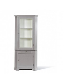 Eckschrank grau Massivholz, Eckschrank Landhaus grau-weiß