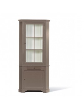 Eckschrank taupe Massivholz, Eckschrank Landhaus taupe-weiß