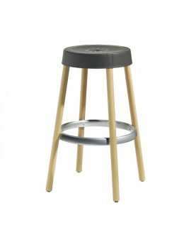 Design Barhocker Natural, anthrazit, Buche, Rund, Sitzhöhe 75 cm