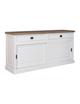 Anrichte mit Eiche weiß, Kommode mit Eiche weiß, Schrank mit Eiche weiß,  Wohnzimmerschrank mit Eiche weiß Landhausstil, Breite 185cm