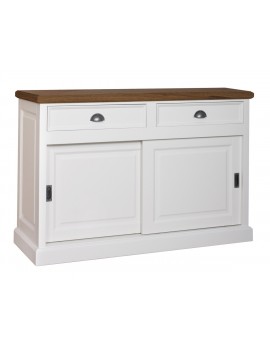 Anrichte mit Eiche weiß, Kommode mit Eiche weiß, Schrank mit Eiche weiß,  Wohnzimmerschrank mit Eiche weiß Landhausstil, Breite 130cm