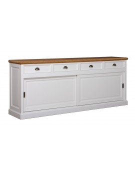 Anrichte mit Eiche weiß, Kommode mit Eiche weiß, Schrank mit Eiche weiß,  Wohnzimmerschrank mit Eiche weiß Landhausstil, Breite 218cm